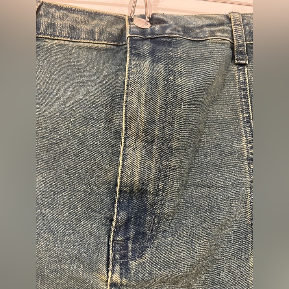 PrettyLittleThing Two-Tone Denim zip button Mini Skirt 12 - Picture 5 of 8